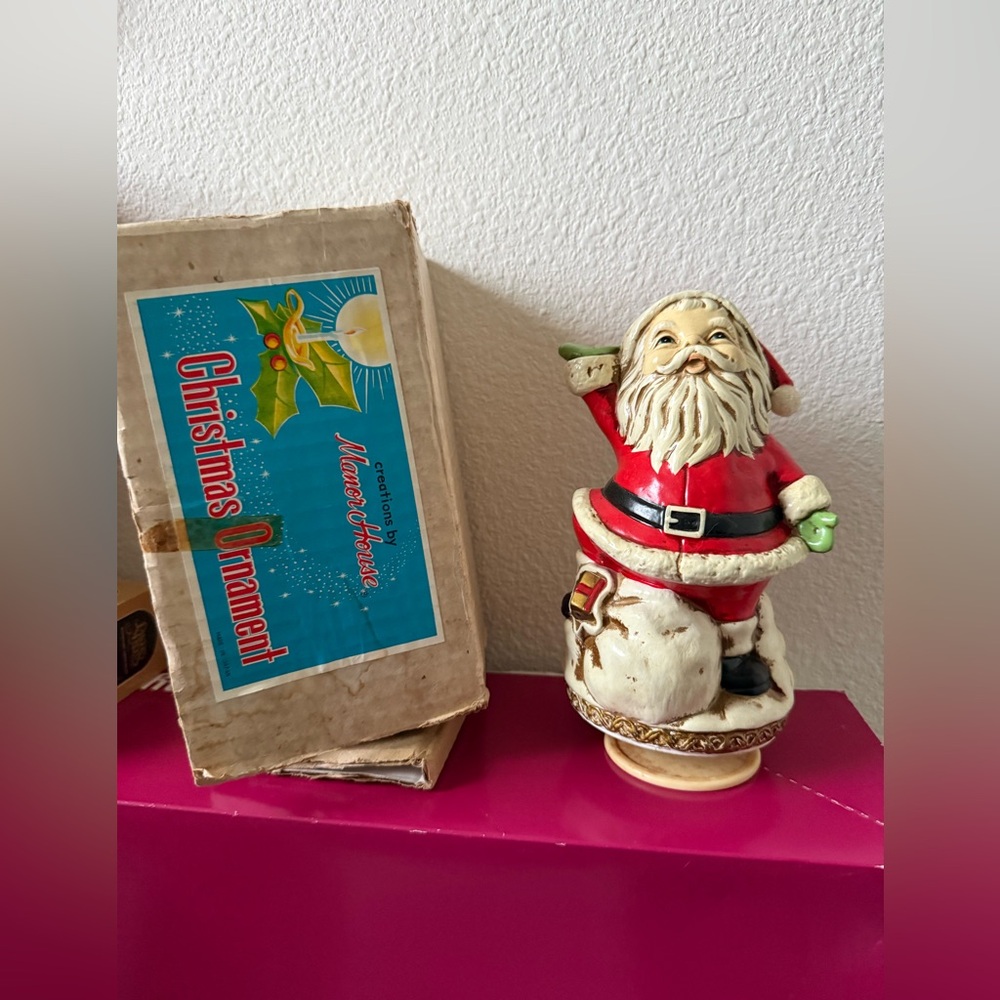 Vintage manor house Christmas ornament laughing Santa